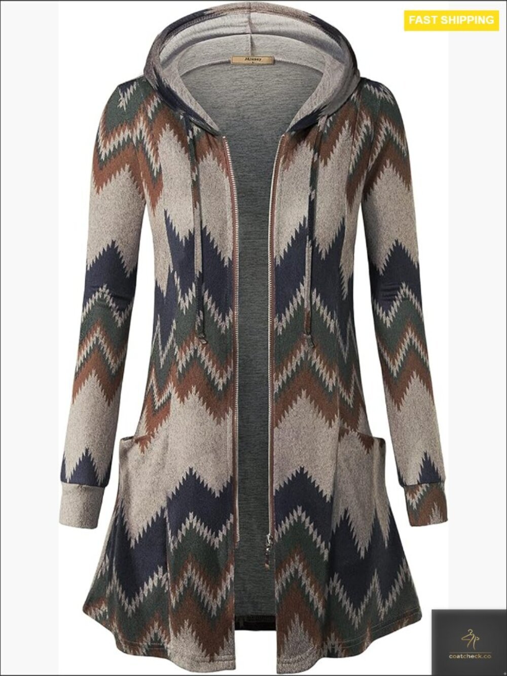 Long Hoodie Cardigan Zip Up Front Tunic Sweatshirt Lightweight Oversized Casual